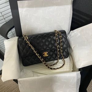 Chanel Caviar Quilted Medium Double Flap Black Shoulder Bag